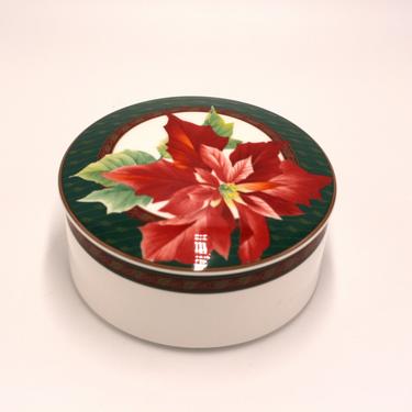 vintage mikasa maxima poinsettia trinket box/made in japan 