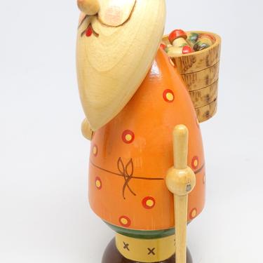 Vintage German Erzgebirge Mushroom Man, Hand Painted Wood, Tinker Vendor for Christmas 