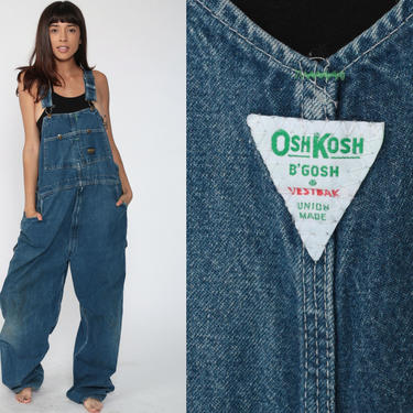 90s Osh Kosh Overalls Men's Large OshKosh Jeans Bib Overalls Painter 1990s Denim Grunge Pants Baggy Long Blue Dungarees Coveralls L xl 