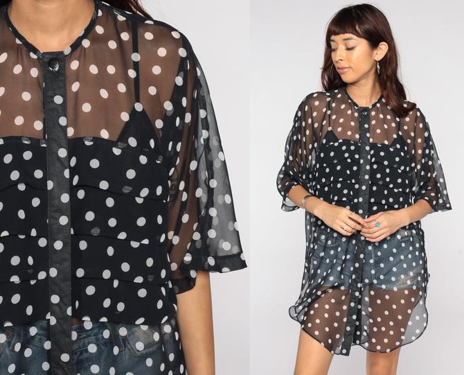 ShopExile Polka Dot Short Sleeve Top