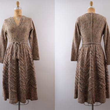60s Boho Textured Knit Dress Jan Sue of California 
