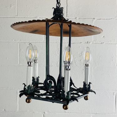 Copper and Wrought Iron Swag Light