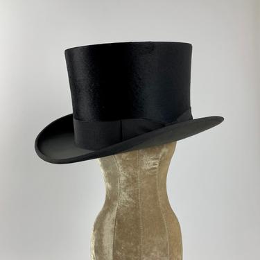 1920's-30's TOP HAT - Felted Beaver Fur - Silk Lining - Leather Sweatband - Never Worn - Size 7-1/8 