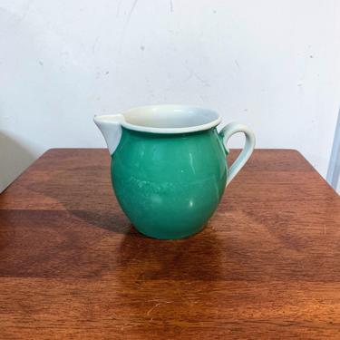 Vintage Czechoslovakia Porcelain Mid Century Modern Design Green and White Creamer Thun Karlovarsky 