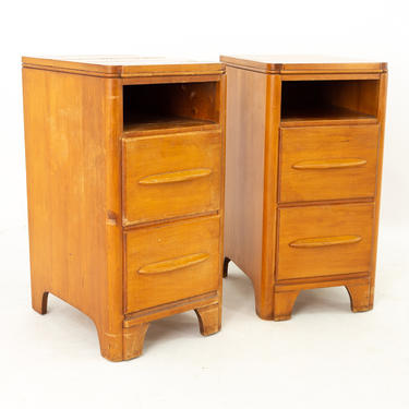 Crawford Furniture Mid Century Blonde Nightstands - Pair 