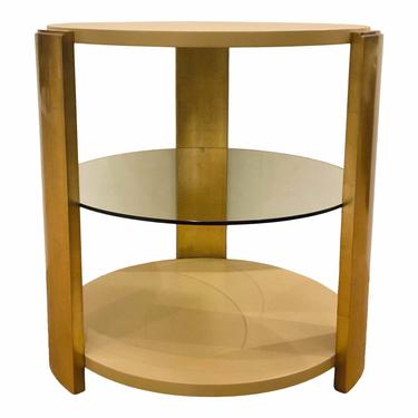 Theodore Alexander Modern Gold Leaf Finished Reflection Side Table