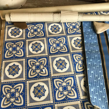 Antique French Wallpaper, Printed Geometric, For Projects, French Chateau Decor 