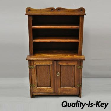Oak Wood Small Miniature Cupboard Primitive Colonial Kitchen Childs Cabinet