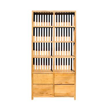 Light Natural Raw Wood Zen Minimalist Bookcase Display Cabinet cs5920E 