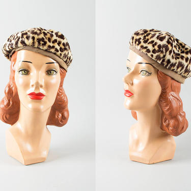 Vintage 1960s Hat | 60s Leopard Animal Print Faux | Birthday  display picture 2