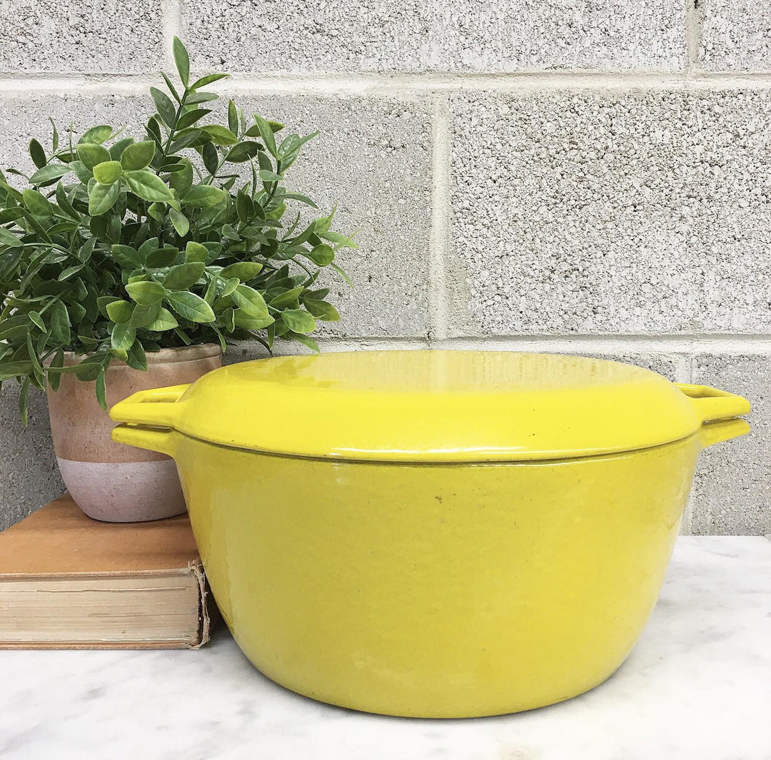 Vintage Dansk Mid-Century Modern Yellow Enamel Dutch Oven Sauce