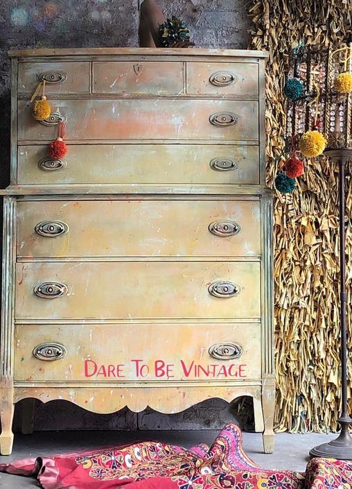 Vintage Bohemian Hand Painted Dresser Vintage Dresser Shabby