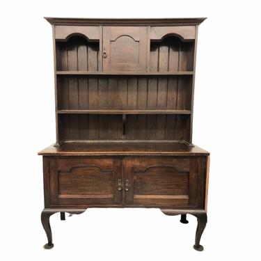 Free Shipping Within Continental US - English Georgian Hutch or Welsh Dresser Buffet Display Cabinet in Two Parts, 18th Century Antique 