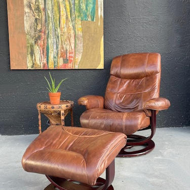 Lane leather discount chair and ottoman