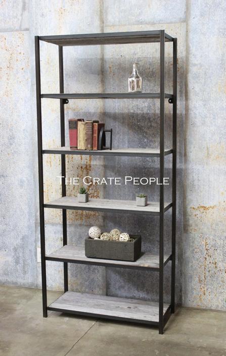 Grey Tongue And Groove Barn Siding 5 Shelf Tall Bookshelf