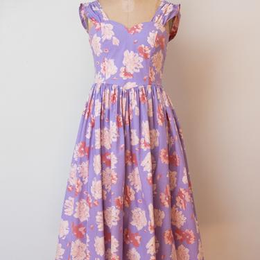 1980s Lavender Floral Print Dress | Laura Ashley 