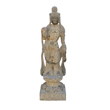 Chinese Stone Standing Kwan Yin Tara Bodhisattva Statue cs7201E 