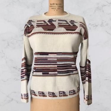1970's Geometric Bird Knit Sweater 