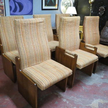 Vintage MCM set of 6 Lane Brutalist dining chairs