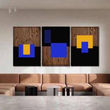 Minimalist Art, Wood Art, Abstract Wall Decor, Mid Century Modern, Large Art, Geometric Art Paintings, Wall Decor, Art for Living Room 