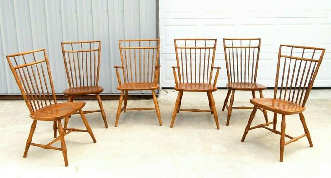 Rare Vtg Ethan Allen Faux Bamboo Birdcage Dining Chairs Hollywood