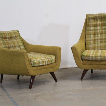 Mid-Century Modern Adrian Pearsall Style His & Her Lounge Chairs by Bassett Arm Chairs 
