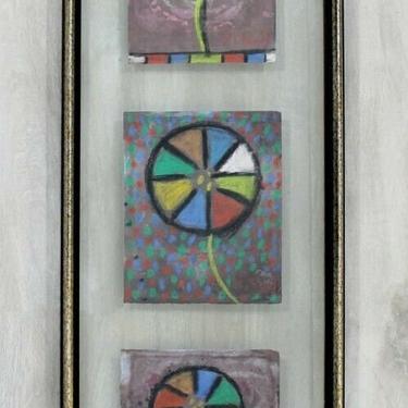 Contemporary Framed Steps to Happiness to Mixed Media Art Signed Mihail 5 Pc COA 