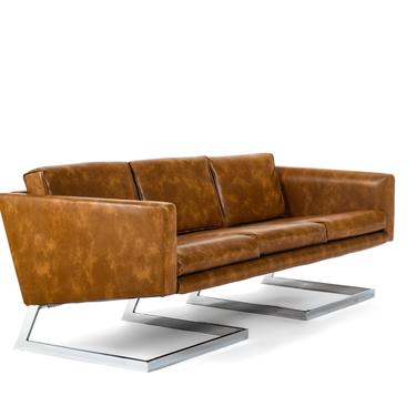 Long 3 Seater Sofa by Milo Baughman with Canteliever Base 
