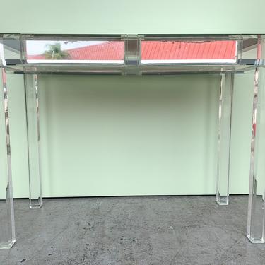 Modern Mirrored Lucite Vanity and Stool