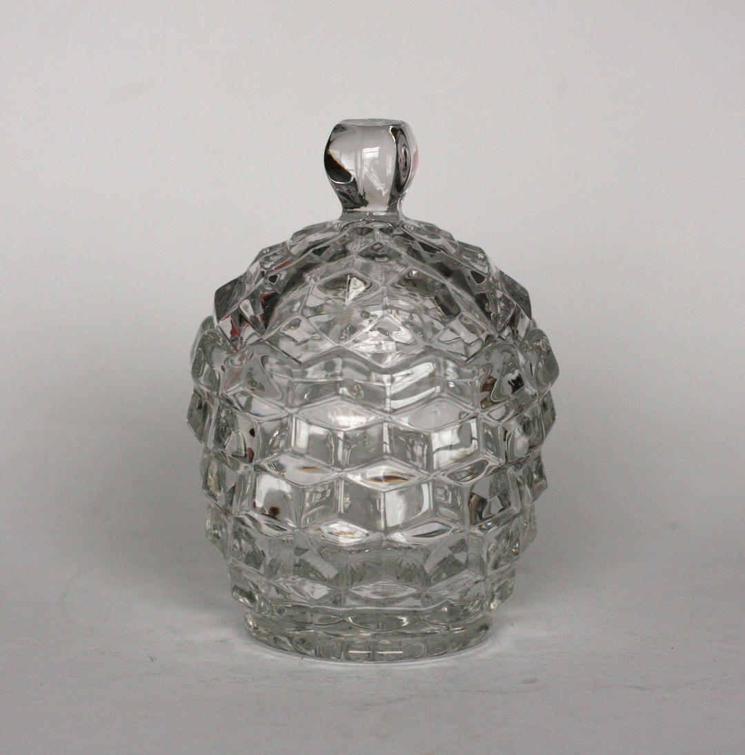 vintage fostoria cubist candy jar with lid clear glass Susan Gonzalas Minneapolis, MN