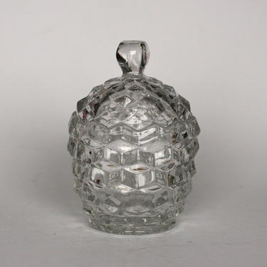 vintage fostoria cubist candy jar with lid clear glass 