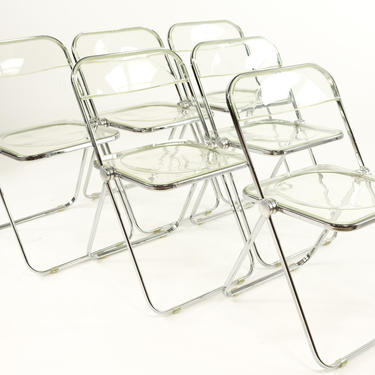 Anonima Castelli Italian Lucite Folding Chairs - Set of 6 - Mid Century Modern 
