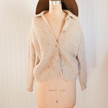 90s heathered beige cardigan - xs/s 