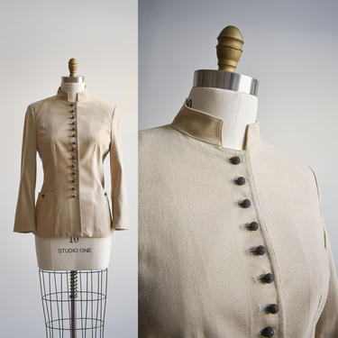 Edwardian Inspired Cream Linen Suit Jacket 