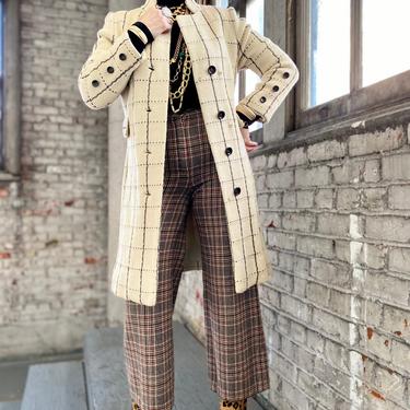 Vintage Italian Wool Checkered Coat 