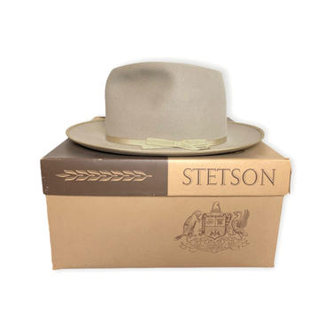 Vintage 1950s STETSON OPEN ROAD Fedora w/ Box ~ size 7 1/8 ~ Long Oval ~ 50s Western Hat ~ Bound Edge / Thin Ribbon ~ 