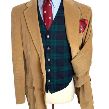 Vintage 1970s Corduroy Hunting Jacket ~ size 44 Long ~ jacket / sport coat ~ Preppy / Ivy League / Trad ~ 