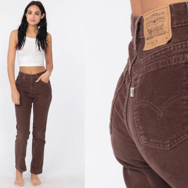 Levis Corduroy Pants 90s Straight Leg Pants Levi Strauss Jeans Straight Leg Trouser Brown 1990s Vintage Boho Jeans Extra Small xs 