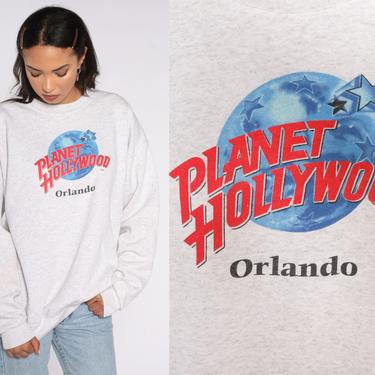 Planet Hollywood Sweatshirt 90s Orlando Florida Shirt Graphic Sweatshirt  80s Jumper 1990s Slogan Sweatshirt Vintage Grey Extra Large xl 