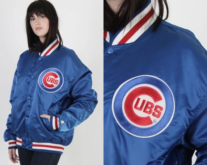 Chicago Cubs Vintage 90s STARTER Jacket Medium MLB Baseball shops Satin Varsity Bomber