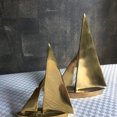 Vintage Brass Sailboats Pair of Two by BellewoodDesignGoods