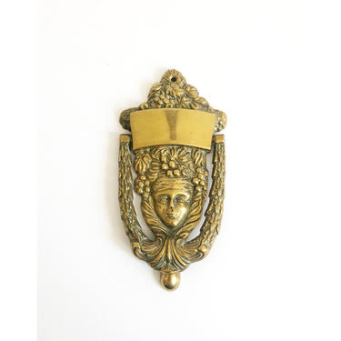 Vintage Brass Woman Door Knocker 