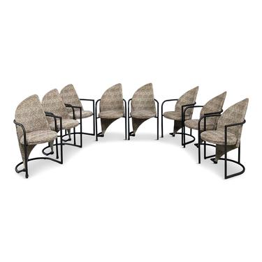 Post Modern Set of Eight Dining Chairs in Iron and Cheetah Print by Cal Style