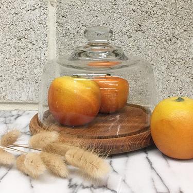 Goodwood VTG Wood Cheese Board 2024 Tray W/glass Dome Fruit Themed