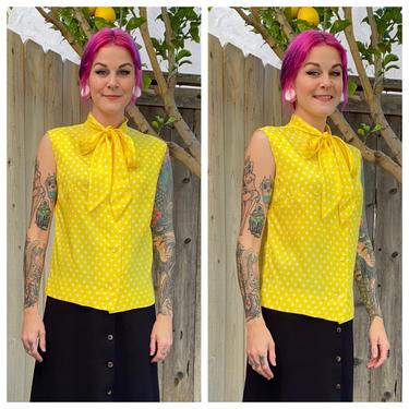 Vintage 1970’s Yellow Polka Dot Top 