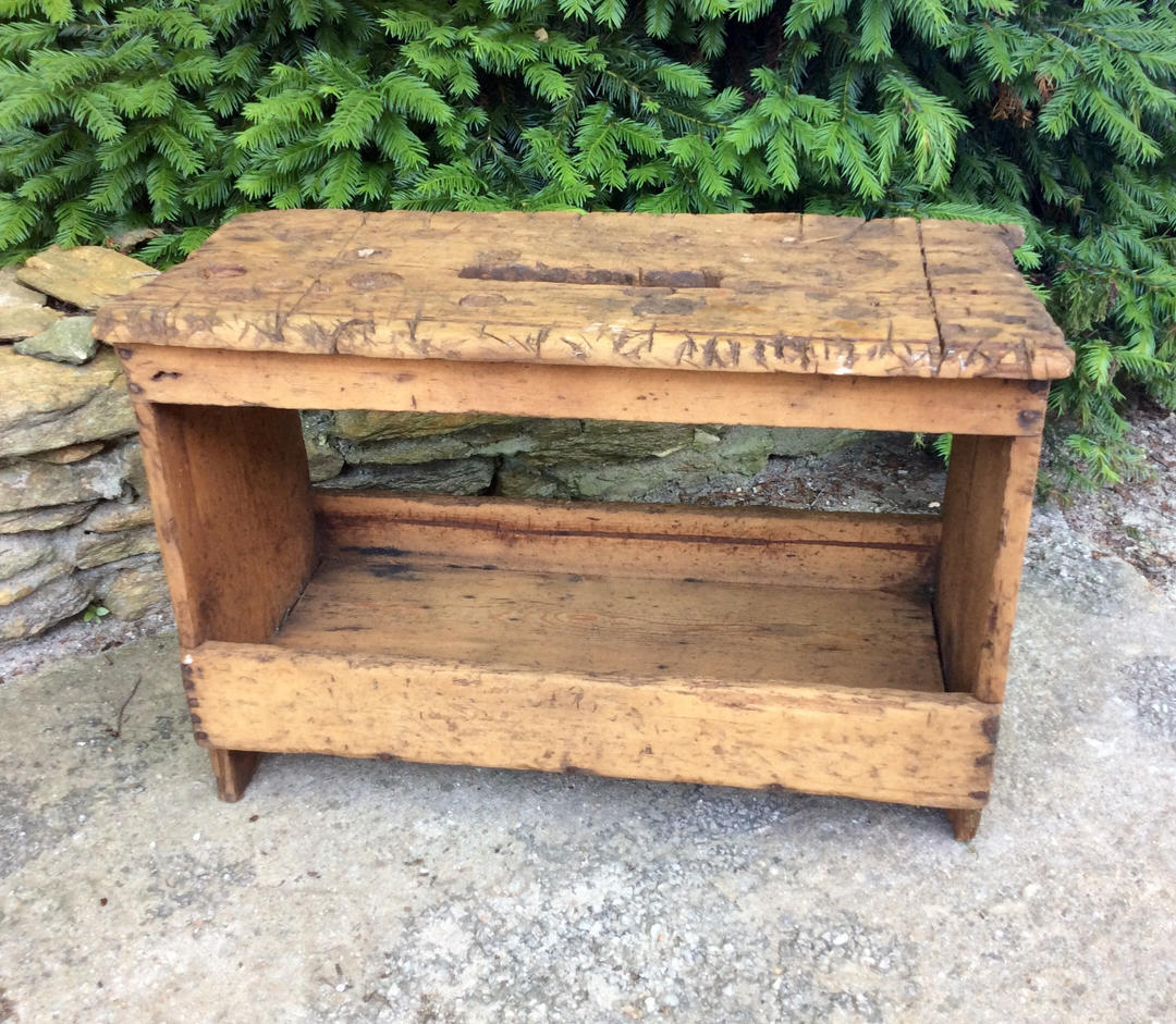 Vintage Primitive Wood Carpenters Tool Box Work Bench By Lazycamel