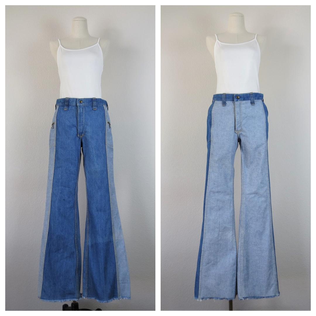 Factory Vintage 70s LEE Reversible Two Tone Denim Bellbottoms Flare Jeans