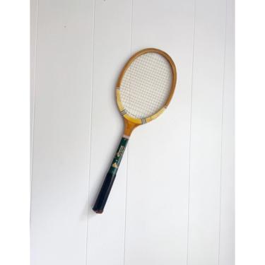 Vintage J.B. Higgins Sporting Goods &amp;quot;Mohawk&amp;quot; Tennis Racket with Black Handle, Wall Decor Sports Bar Game Room 