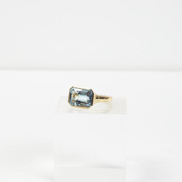 JACQUELINE ROSE Gold Plated + Blue Topaz Deco Ring