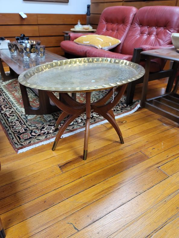 Vintage Spider Leg Table with Brass Tray